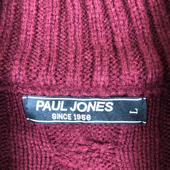 Paul Jones Mens Sweater Burgundy Full Button Knit Cabincore Stylish Large - Picture 4 of 10